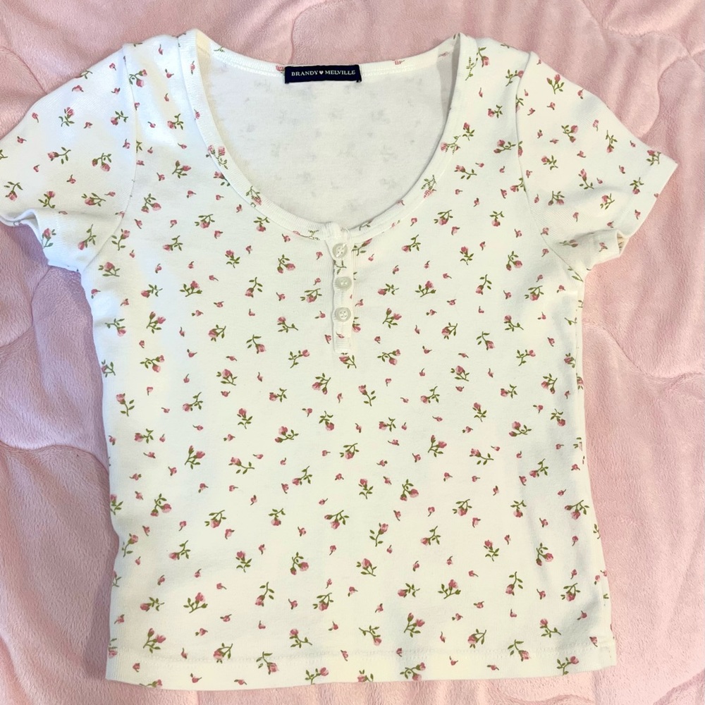 BRANDY MELVILLE pink floral zelly top